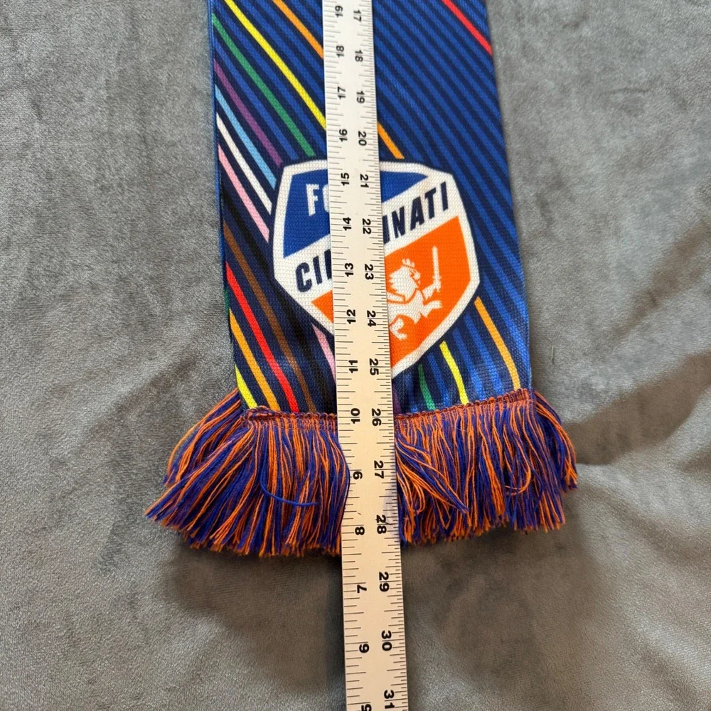 FC Cincinnati Scarf OS Blue 2023 All for Cincy Rainbow Soccer Ruffneck Pride